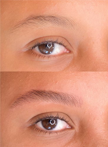 Exemplo de antes e depois de sobrancelhas e cílios 1